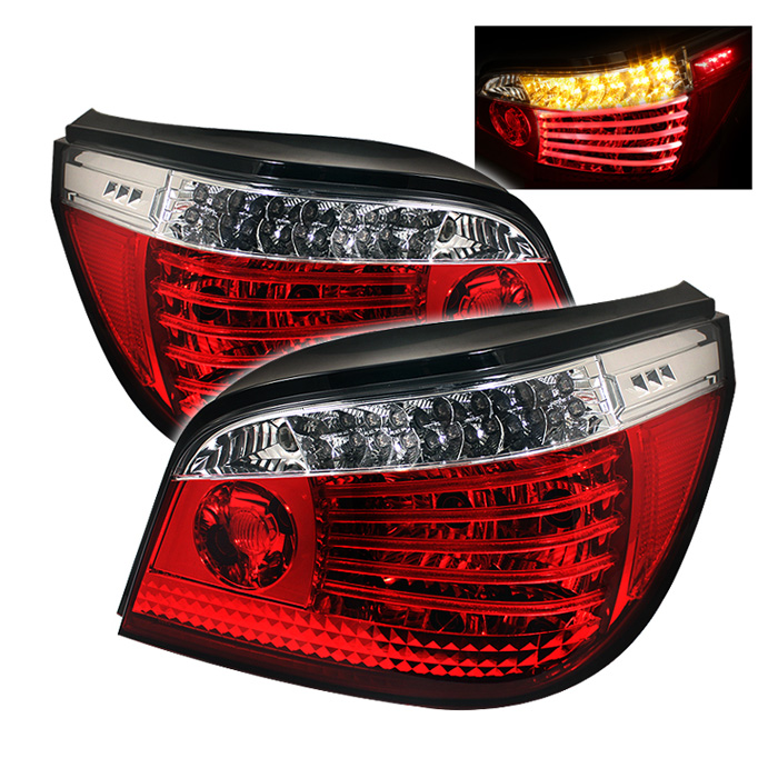 BMW E60 5-Series 04-07 LED Tail Lights - Red Clear